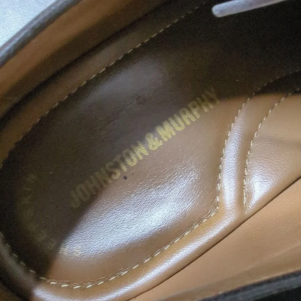 Johnston Murphy Sheepskin Medallion Toe Oxford Brown Leather 15-1760 Sz 11 M‎